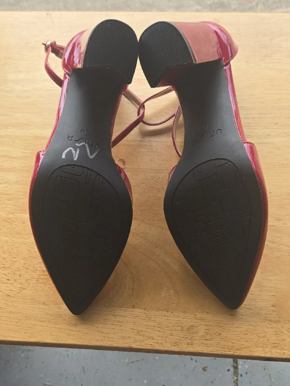 Unisa Cherry Red Patent Pointed-Toe Ankle-Strap Heels